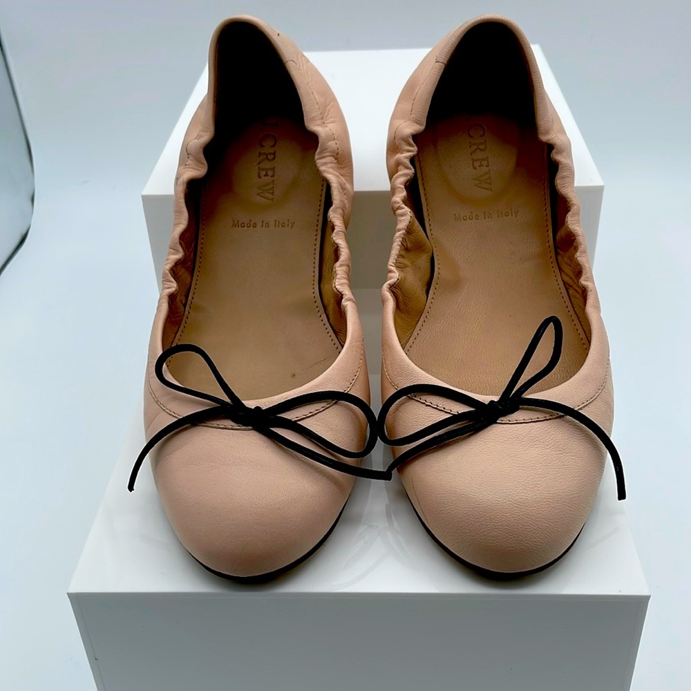 J Crew Emma Bow Ballet Flats in Sheer Pink